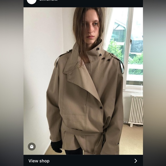 Simonett Asymmetrical Belted Trench Jacket Khaki - Picture 2 of 5